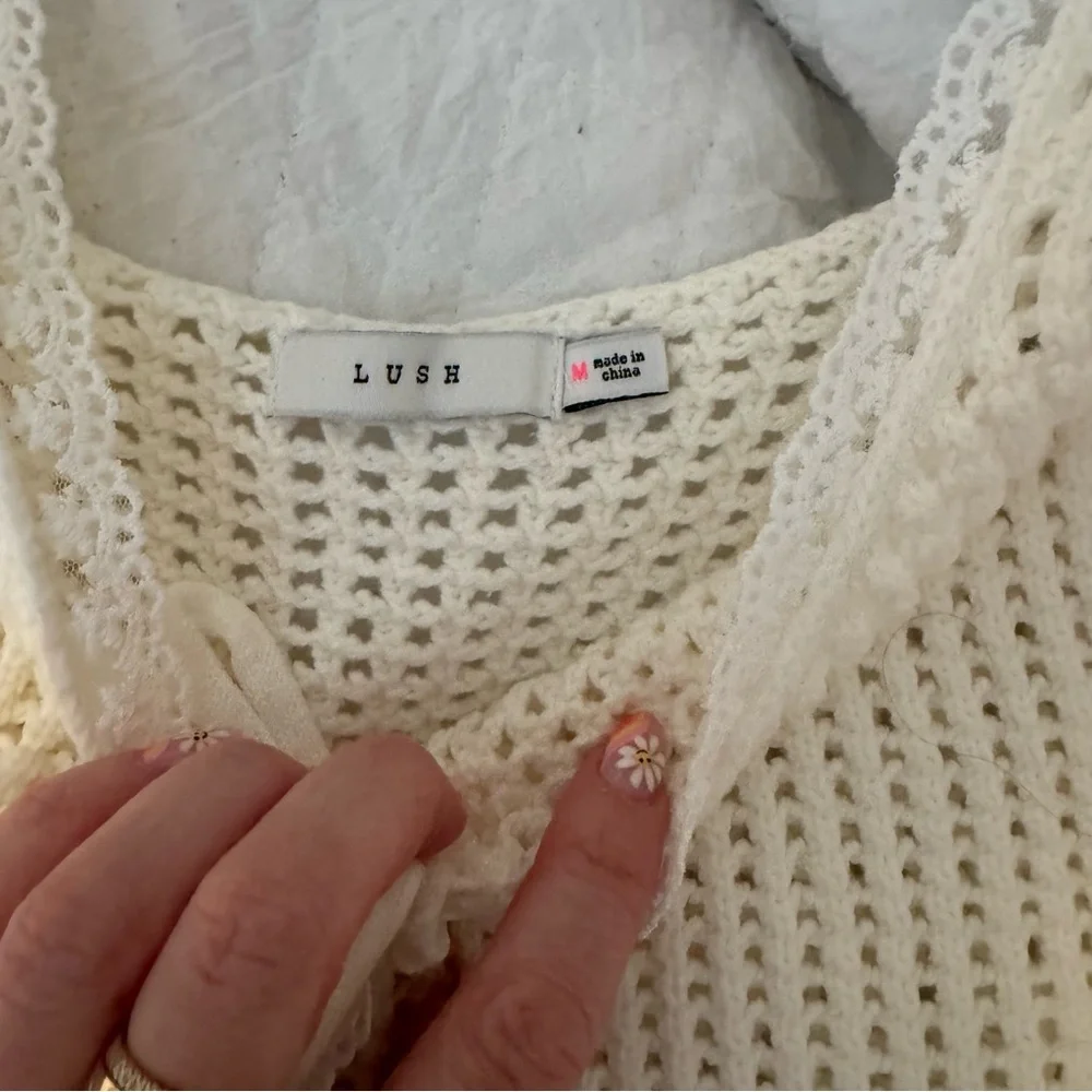 Lush vestiqie Sealed My Fate Top tank crochet knit crop - Picture 5 of 6